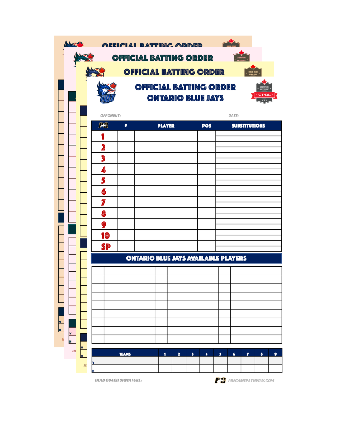 LINEUP CARDS
